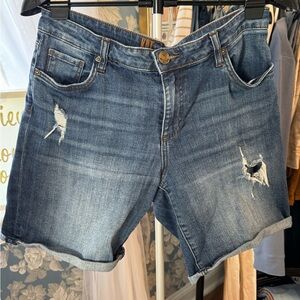 Kut from the Kloth Blue Distressed Jean Shorts summer vacation